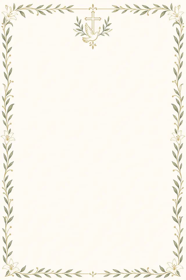 Olive & Lily marriage biodata template — olive branches, lilies and a restrained cross motif