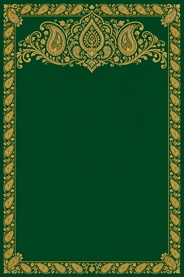 Emerald Paisley marriage biodata template — deep jewel tones with dense gold mandala and paisley work