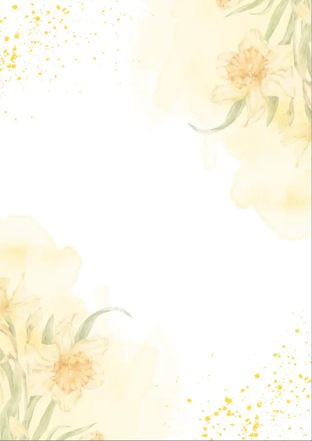 Daffodil Cream marriage biodata template — watercolour blooms and fine botanical borders