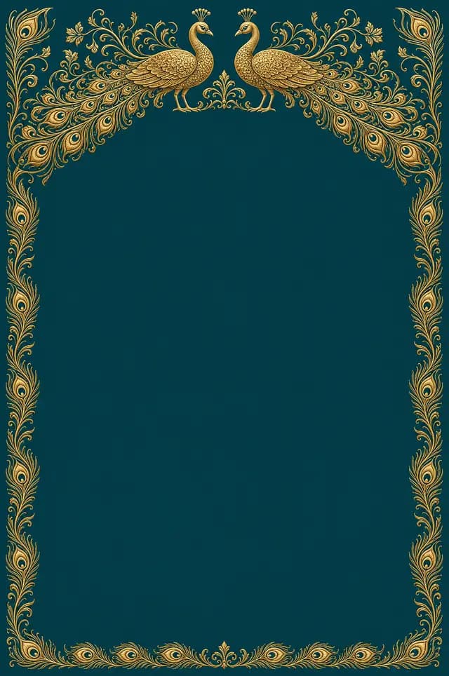 Peacock Teal marriage biodata template — deep jewel tones with dense gold mandala and paisley work