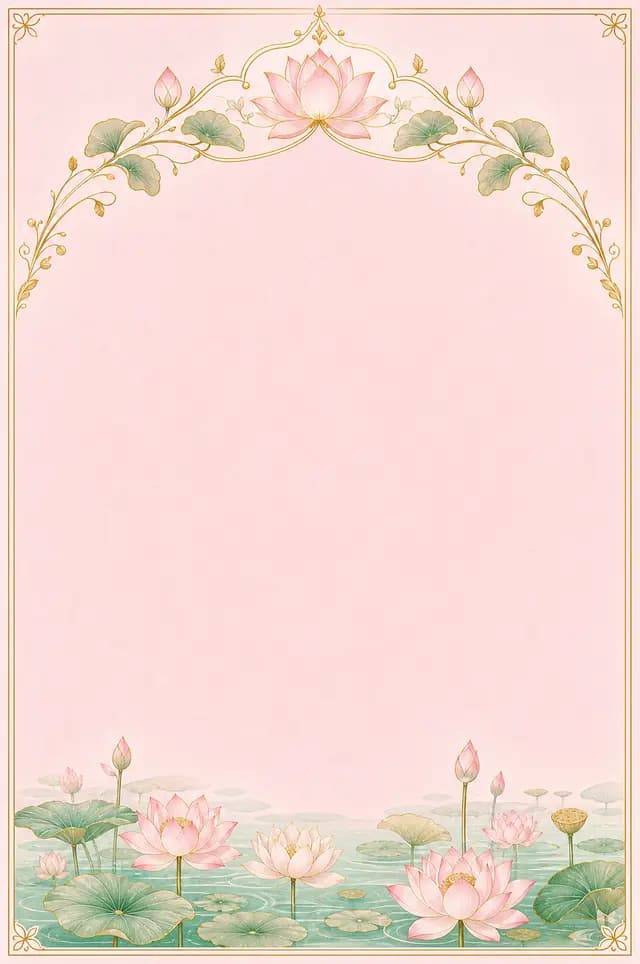 Lotus Pond marriage biodata template — watercolour blooms and fine botanical borders